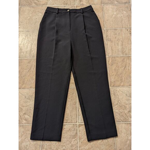 New Topshop sz 6 Pleated Pants office work slacks black ankle high rise L4 - Picture 2 of 6